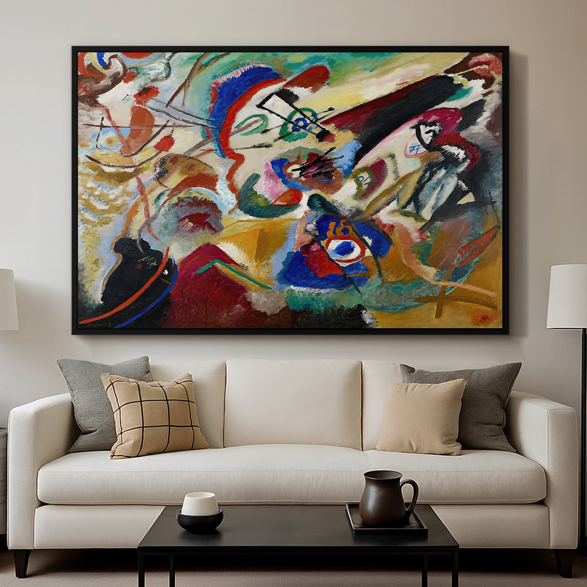 Fragment 2 for Composition VII, 1913 - Floater Framed Canvas Print
