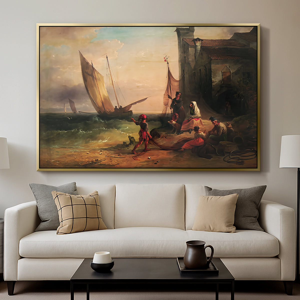 Fisherman's Family from Chioggia, 1838 - Floater Framed Canvas Print