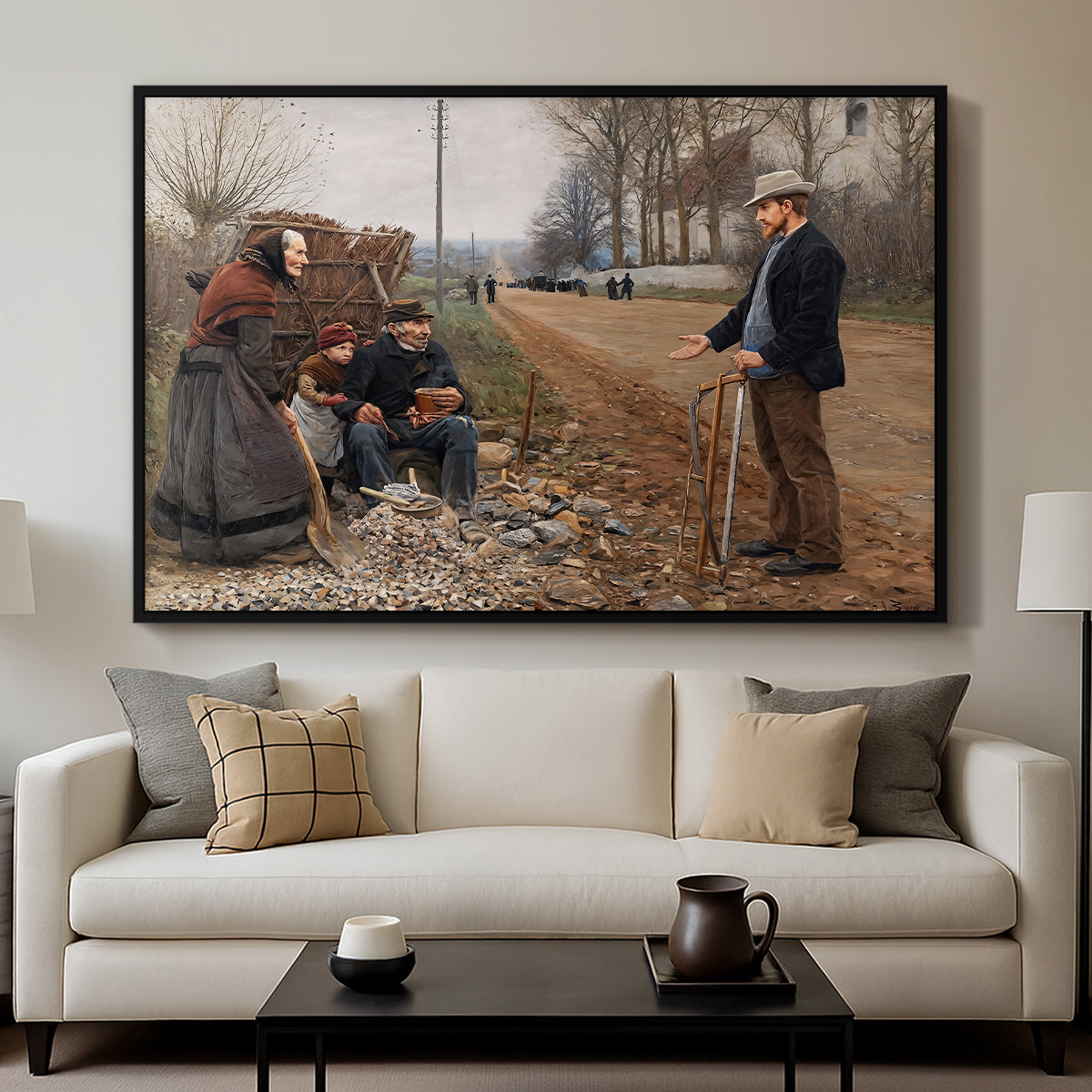 People by a Road, 1893 - Floater Framed Canvas Print
