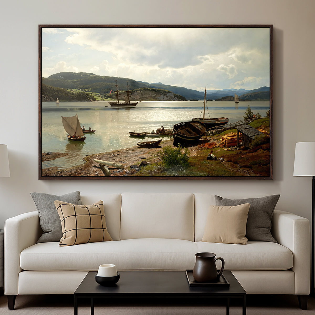 By the Water, 1876 - Floater Framed Canvas Print