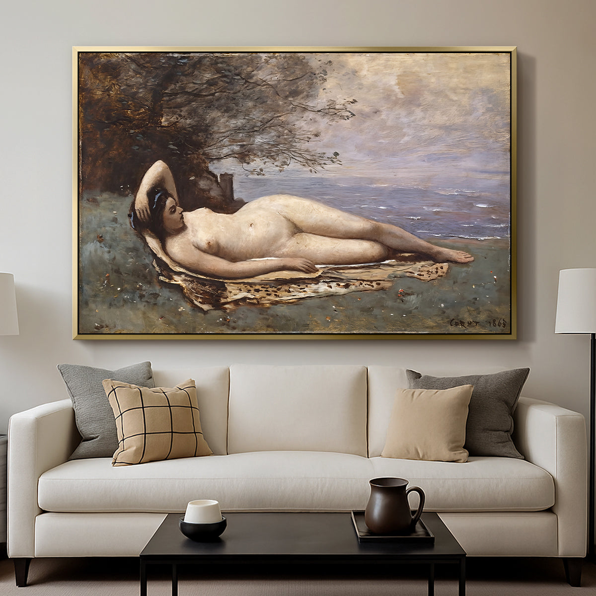 Bacchante by the Sea, 1865 - Floater Framed Canvas Print