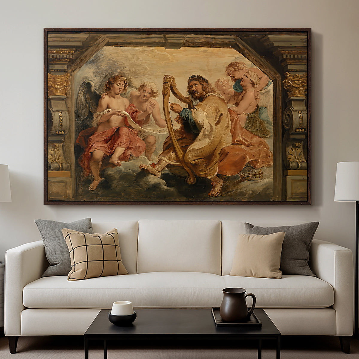 King David Playing the Harp, c. 1627-1628 - Floater Framed Canvas Print