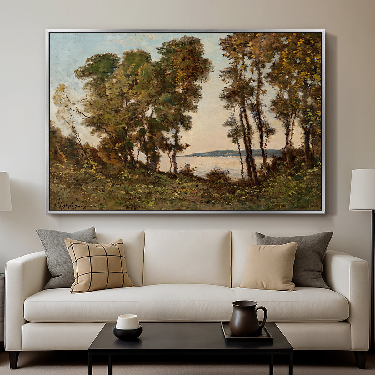 The Banks of the Allier, 1894 - Floater Framed Canvas Print