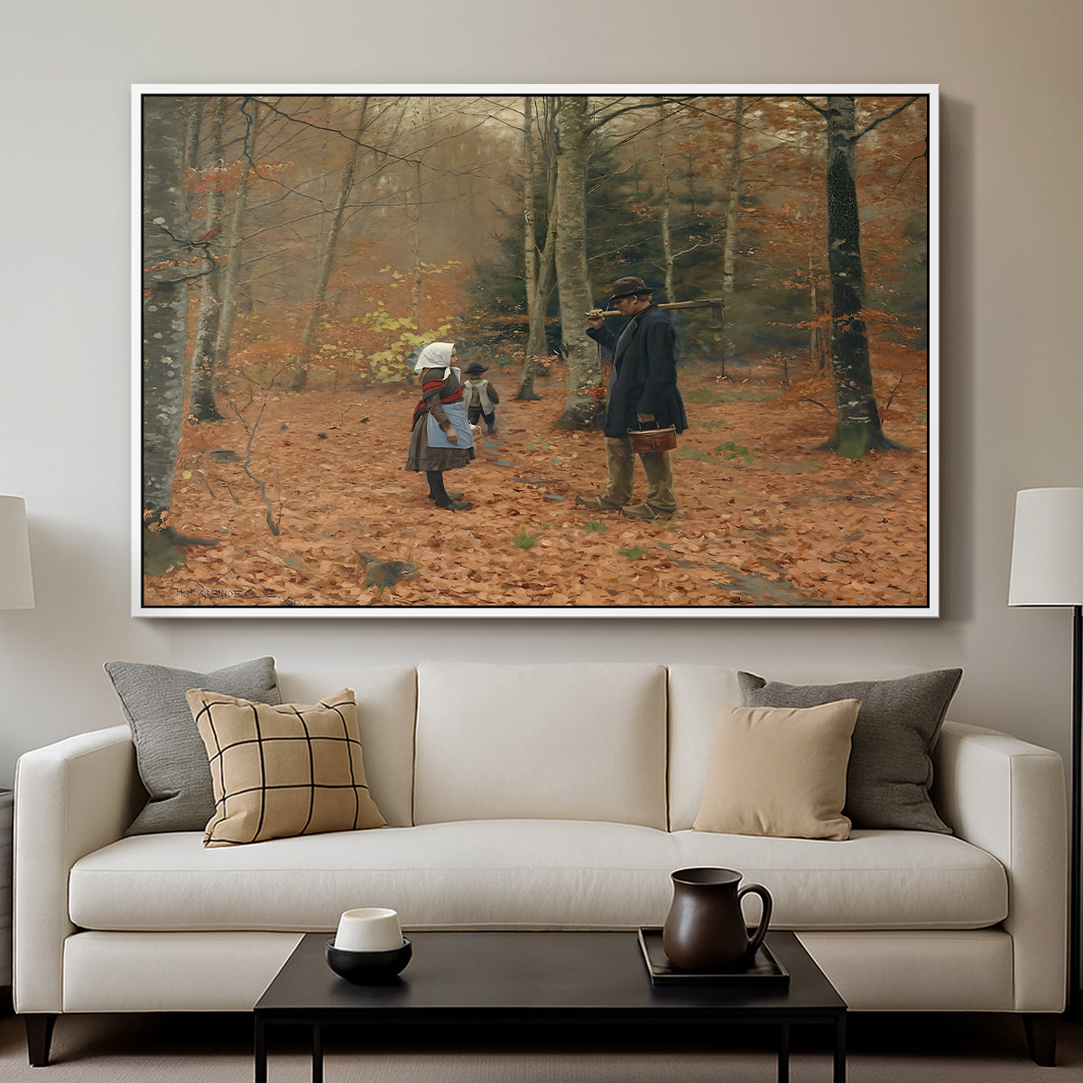 The Woodman and his Children, 1886 - Floater Framed Canvas Print