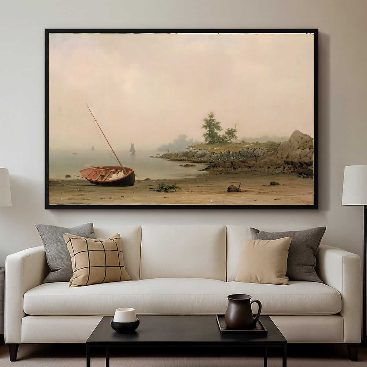 The Stranded Boat, 1863 - Floater Framed Canvas Print