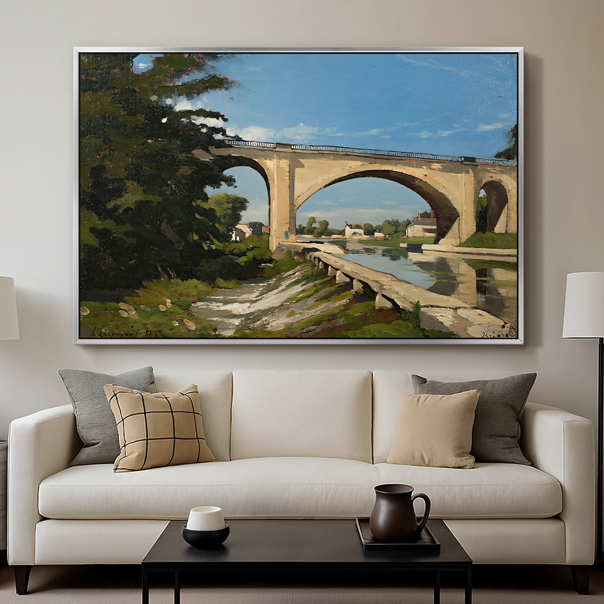 The Railroad Bridge at Briare, 1888 - Floater Framed Canvas Print