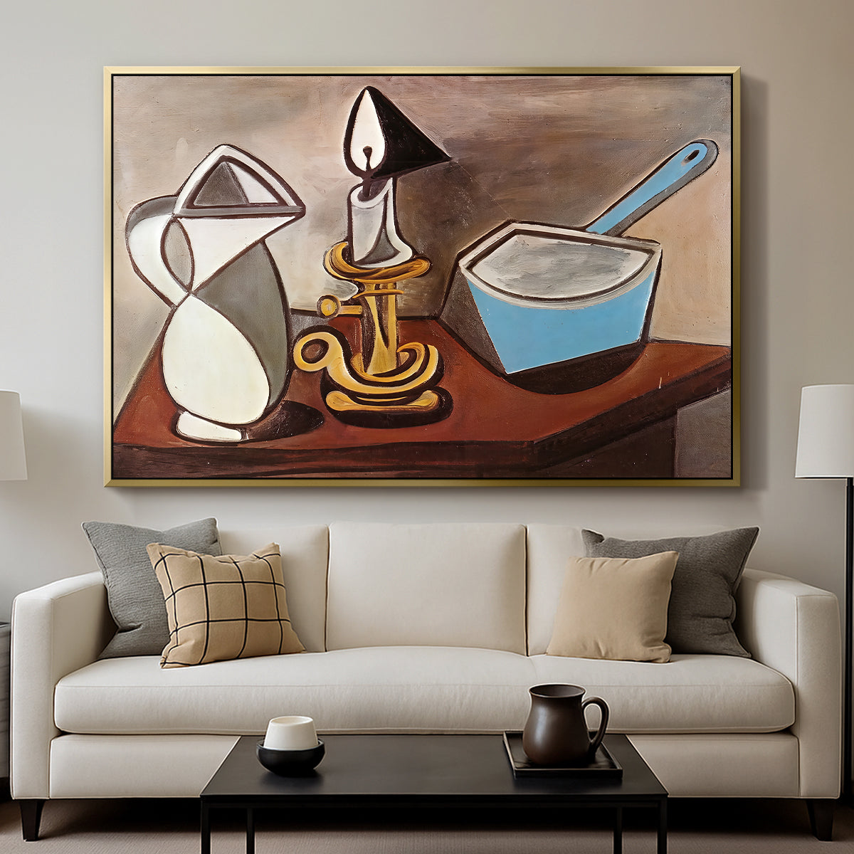 Jug, Candle, and Enamel Pan, 1950 - Floater Framed Canvas Print