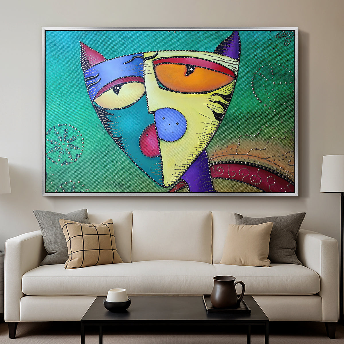 Celestial Cat - Floater Framed Canvas Print