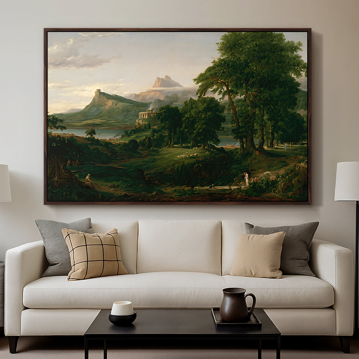 The Course of Empire: The Arcadian or Pastoral State, 1834 - Floater Framed Canvas Print