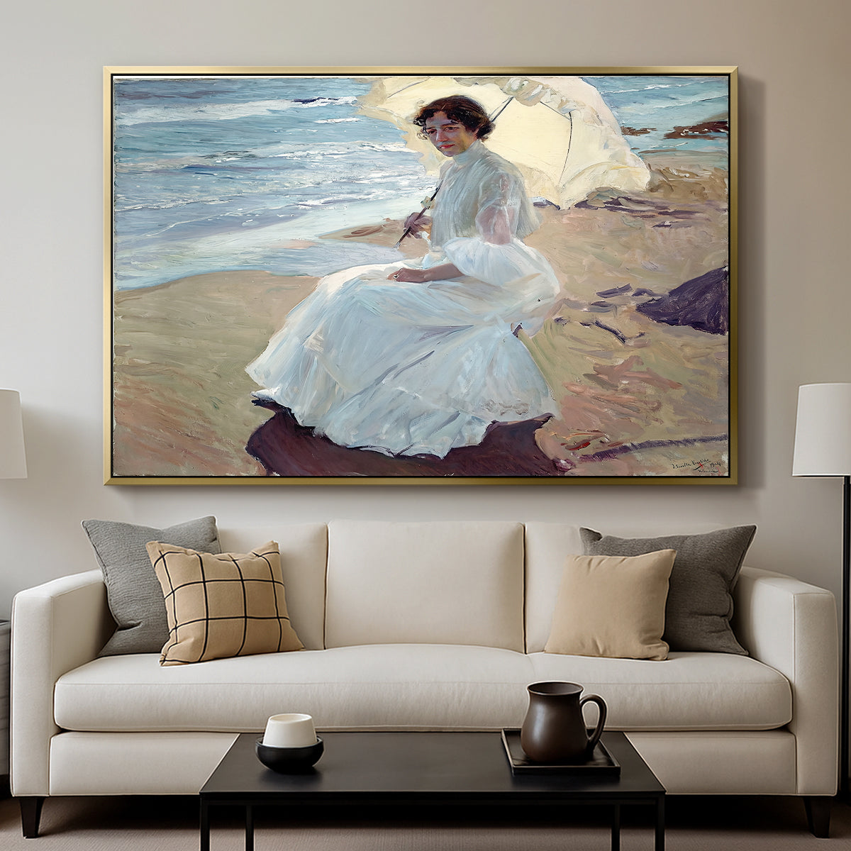 Clotilde on the Beach, 1904 - Floater Framed Canvas Print