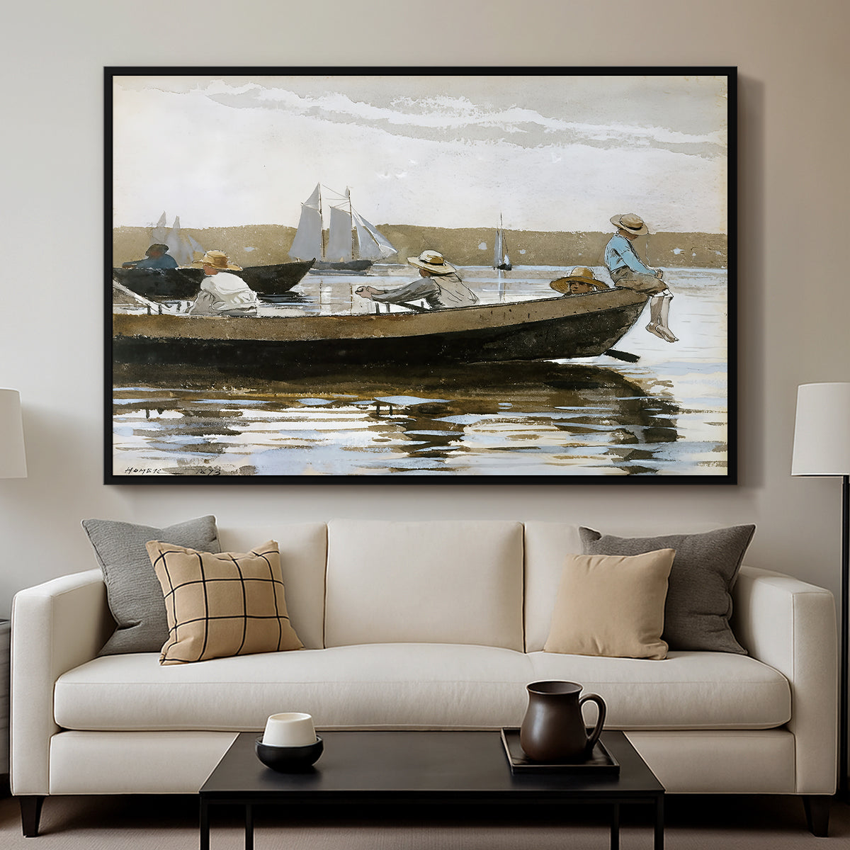 Boys in a Dory, 1873 - Floater Framed Canvas Print