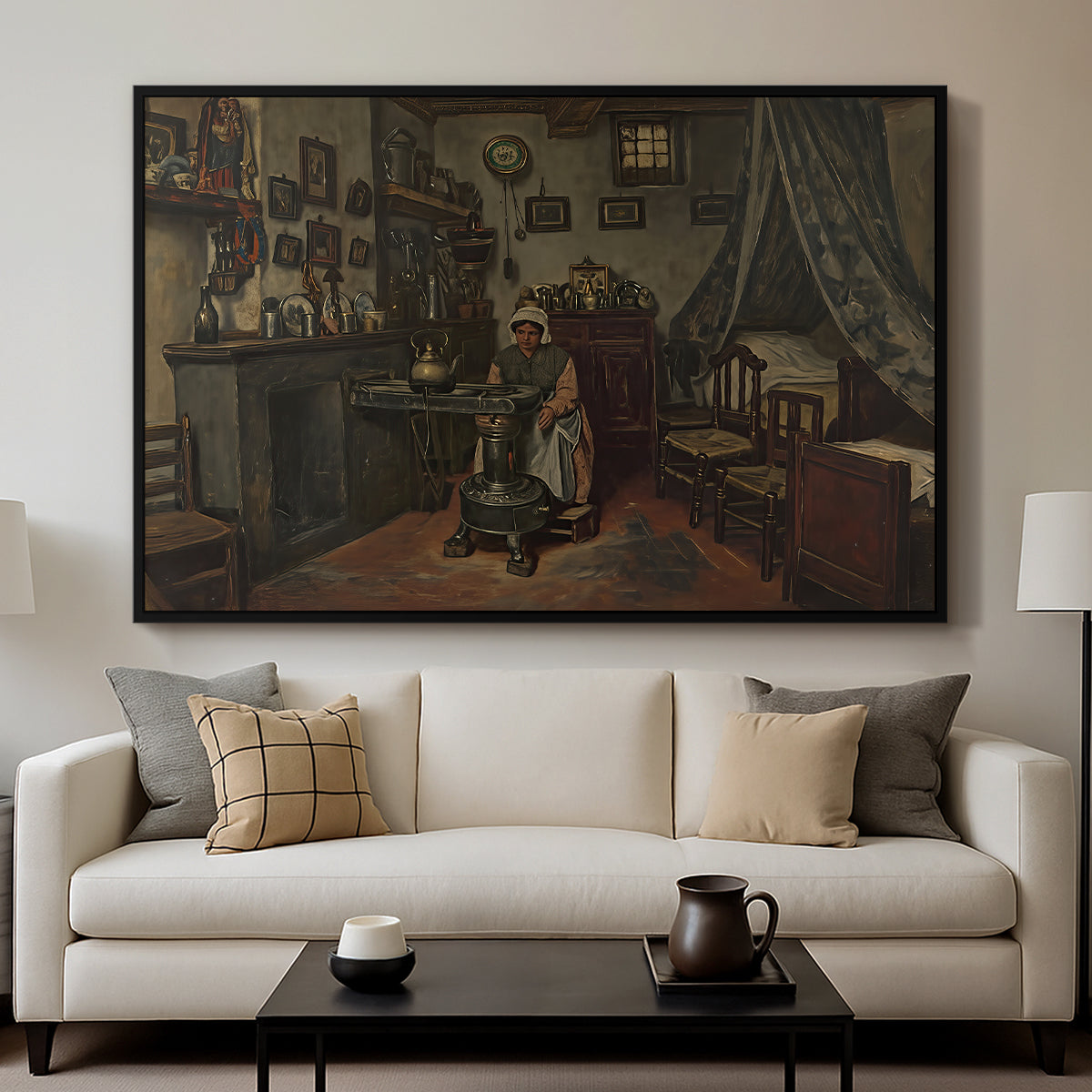 Interior, c. 1865-1870 - Floater Framed Canvas Print
