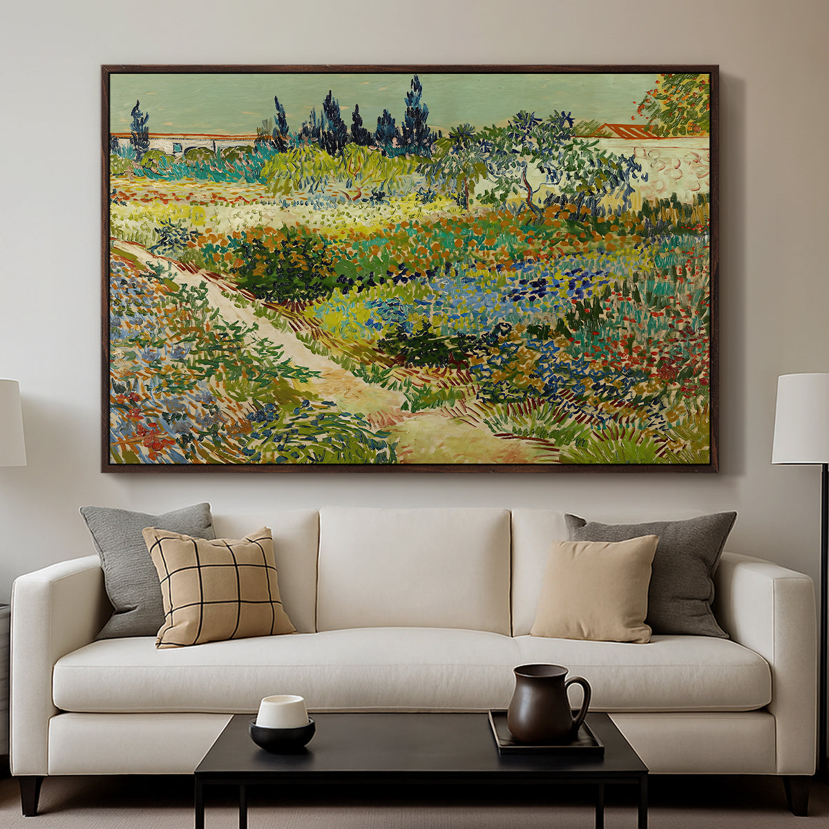 Garden at Arles, 1888 - Floater Framed Canvas Print