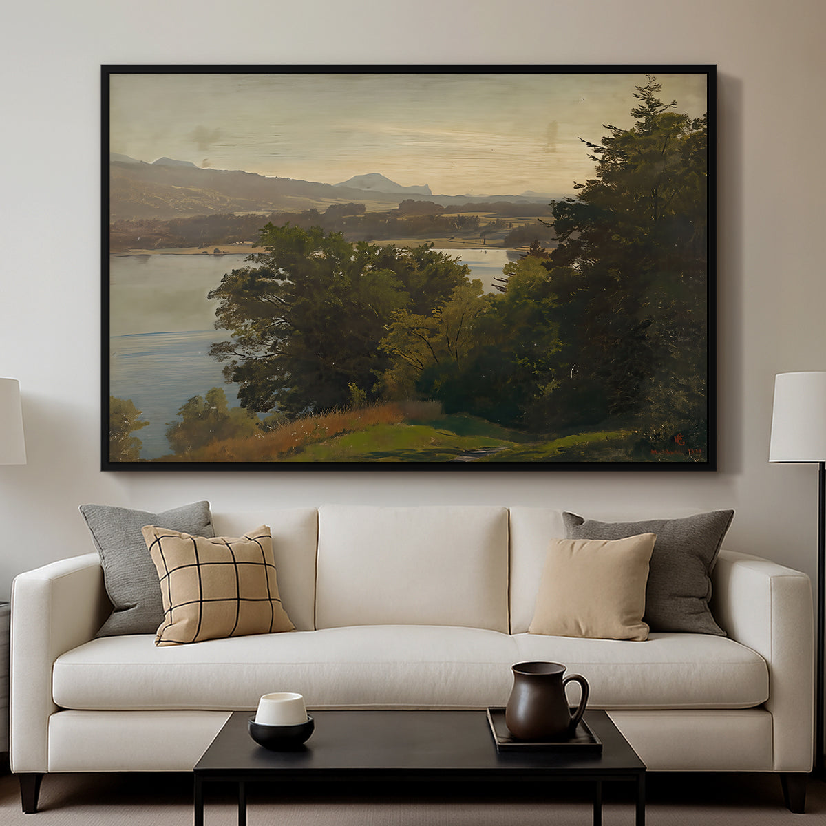 View of the Mondsee, 1870 - Floater Framed Canvas Print