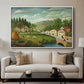 Pastoral Landscape with Stream, Fisherman and Strollers, 1875-1880 - Floater Framed Canvas Print
