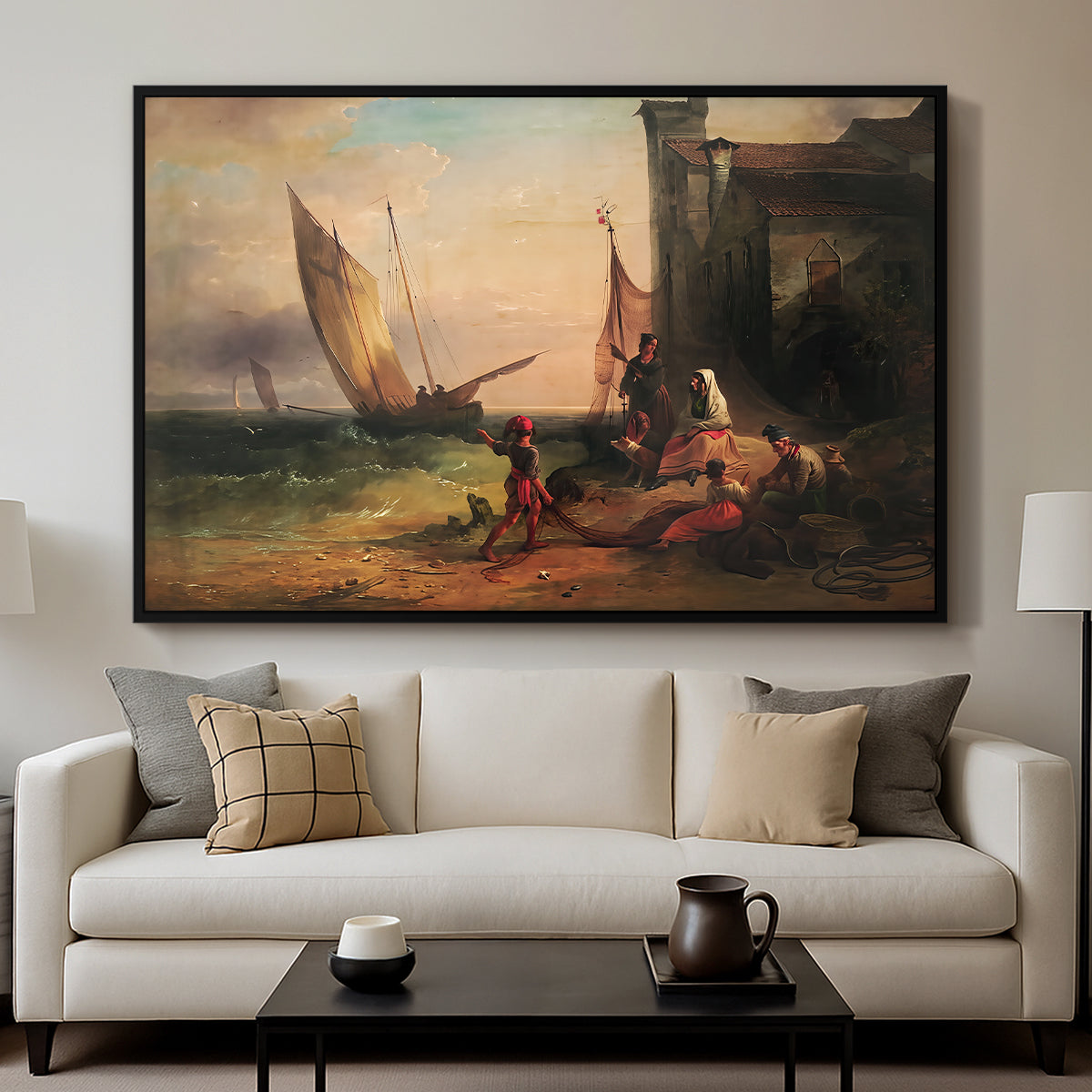 Fisherman's Family from Chioggia, 1838 - Floater Framed Canvas Print