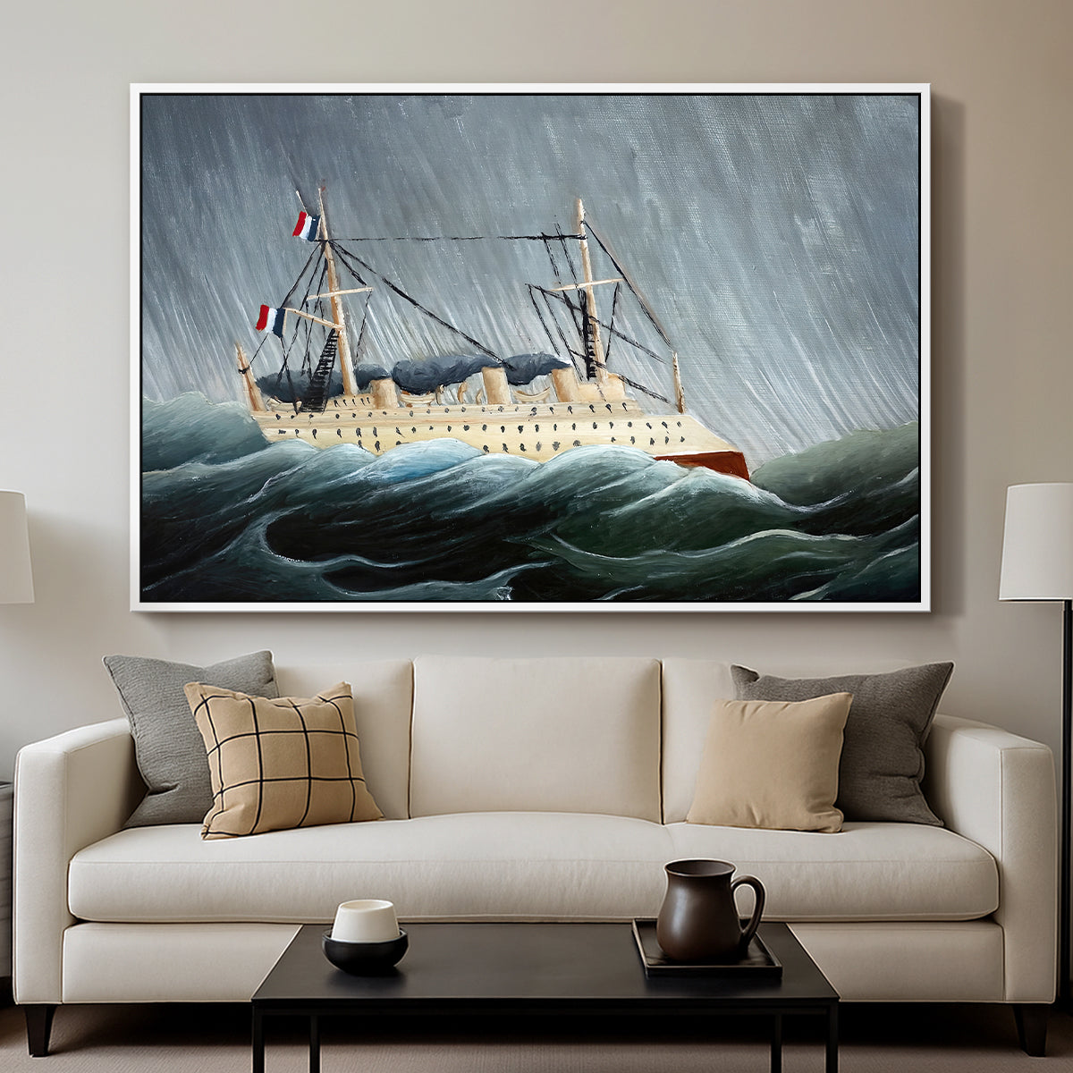 A Ship in the Storm, c. 1899 - Floater Framed Canvas Print