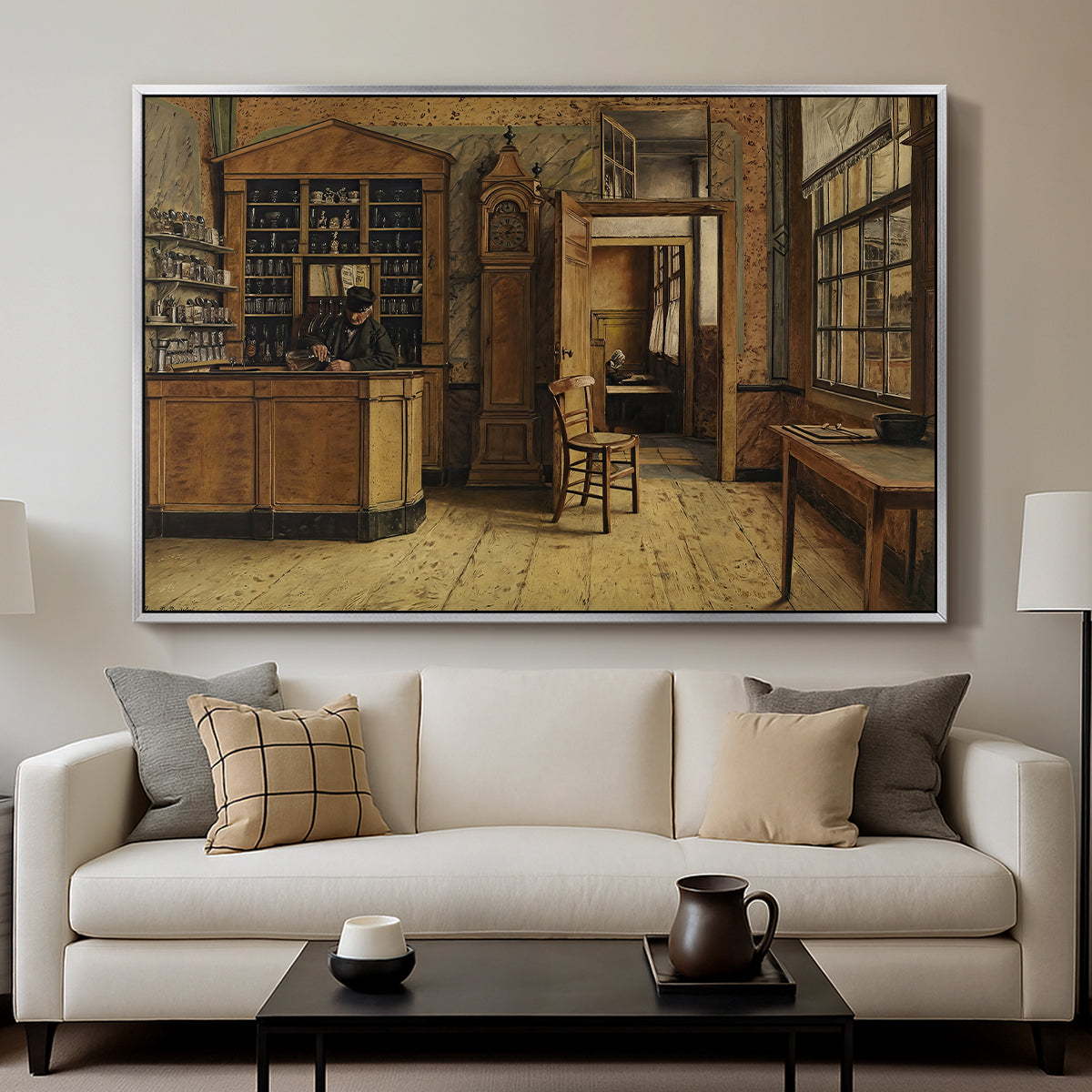 The Old Inn 'Het Loodshuis' in Antwerp, 1877 - Floater Framed Canvas Print