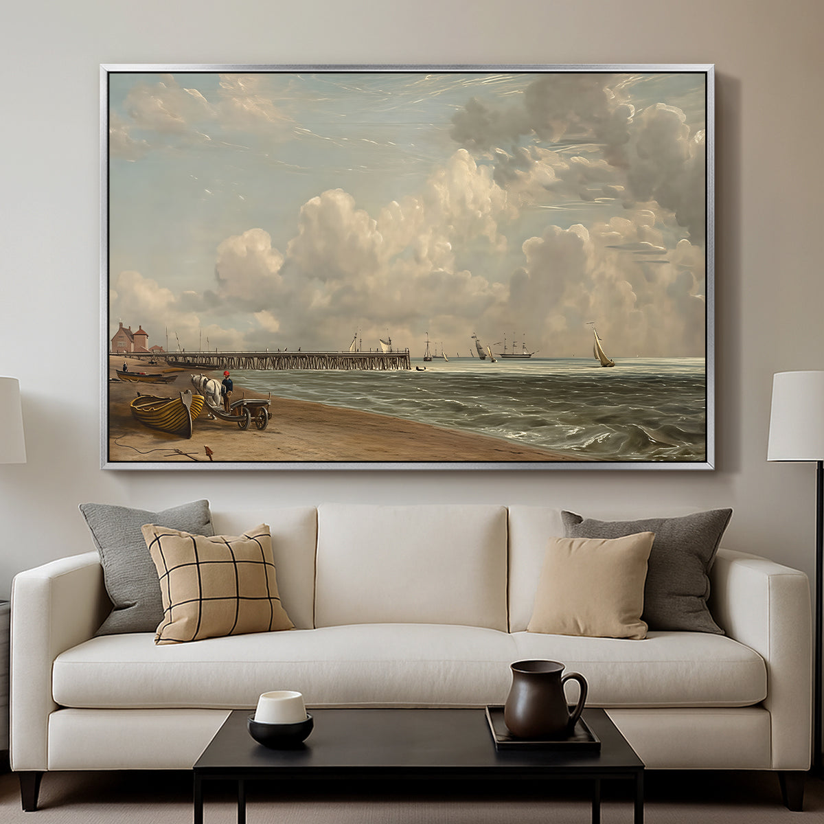 Yarmouth Jetty, 1822 - Floater Framed Canvas Print