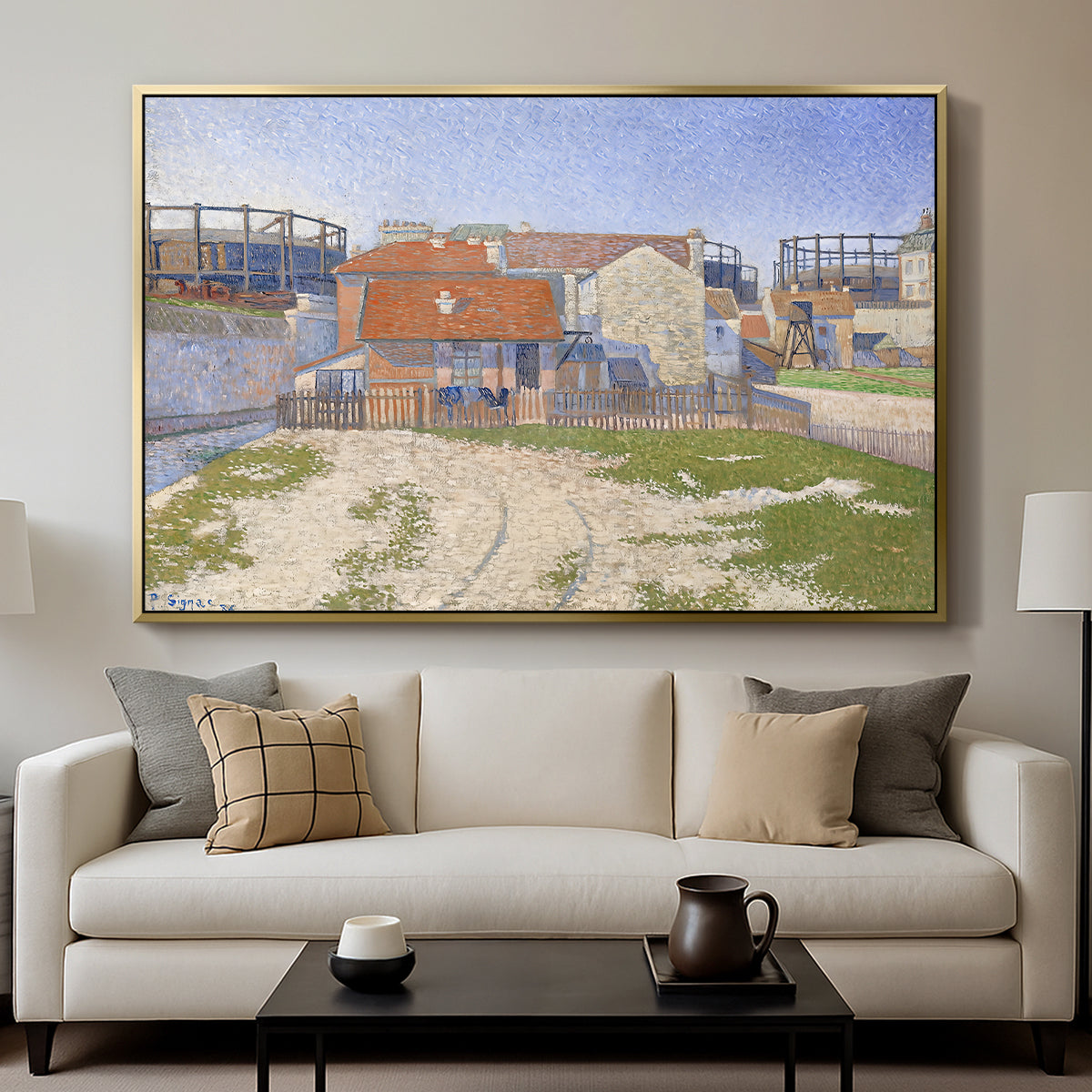 Gasometers at Clichy, 1886 - Floater Framed Canvas Print