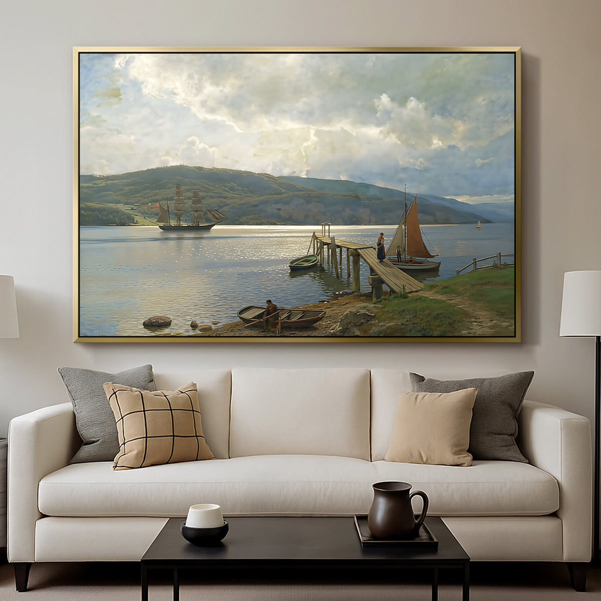 The Jetty at Feste near Moss, 1898 - Floater Framed Canvas Print