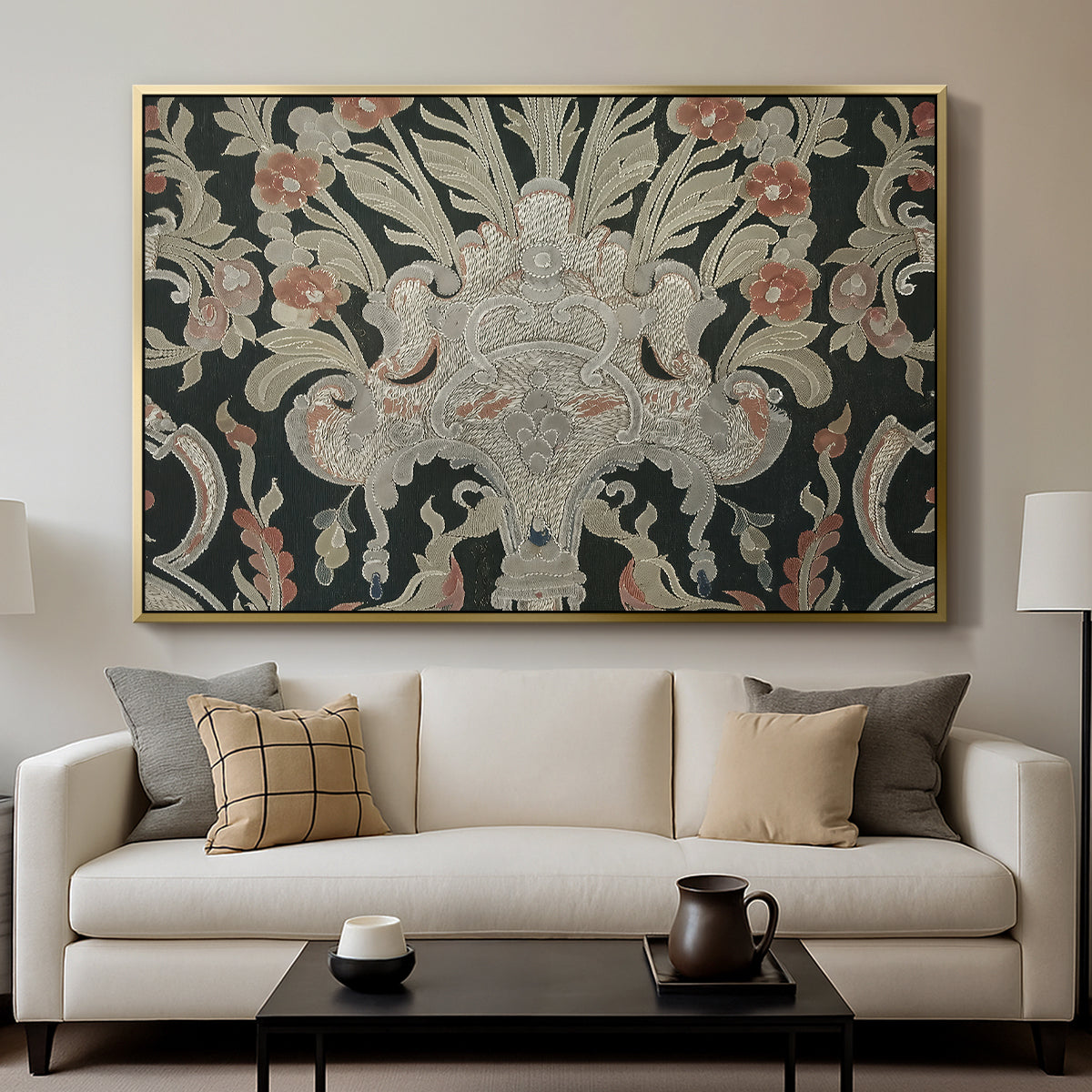 Hanging (Printed Textile), c. 18th Century - Floater Framed Canvas Print