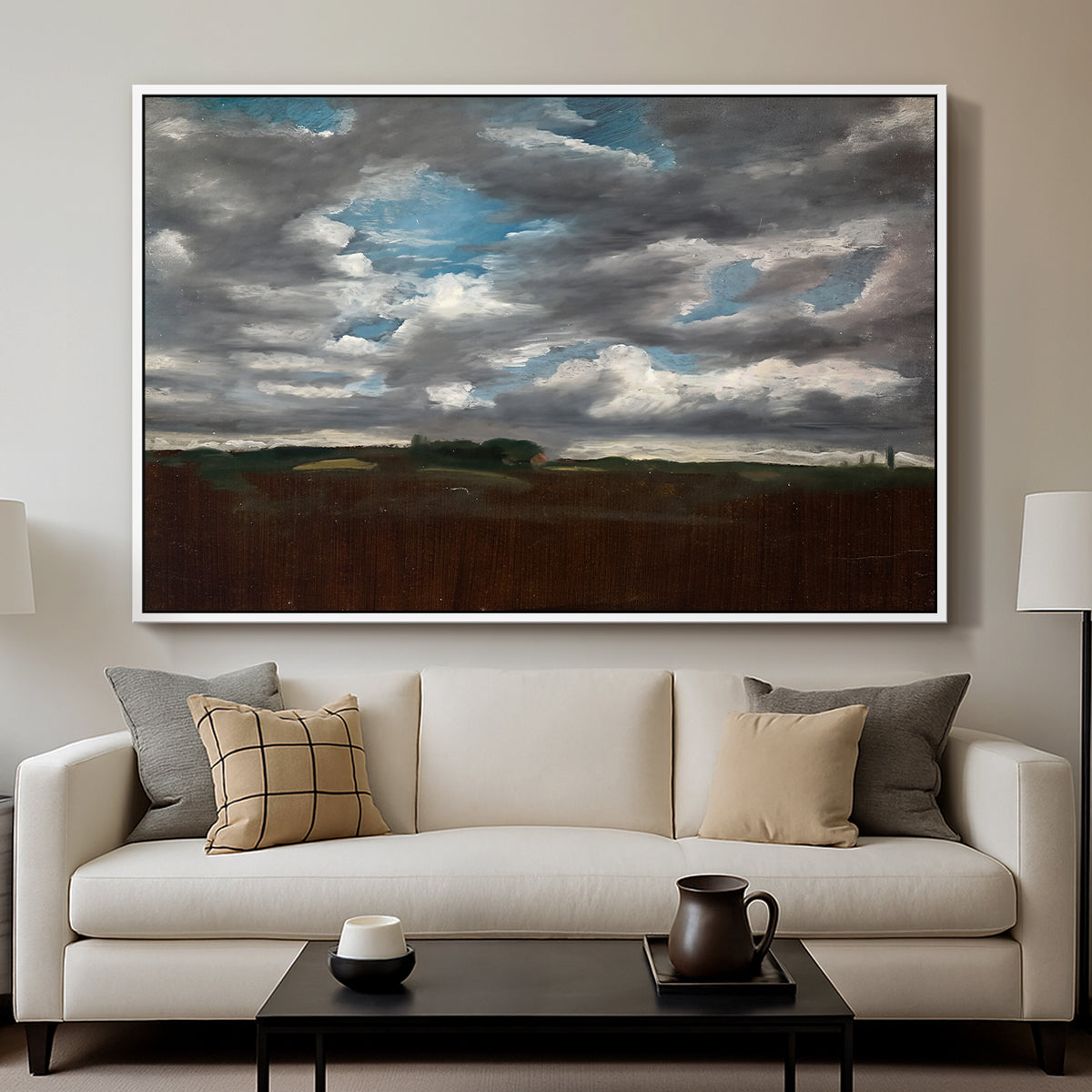 Extensive Landscape with Grey Clouds, c. 1821-1822 - Floater Framed Canvas Print
