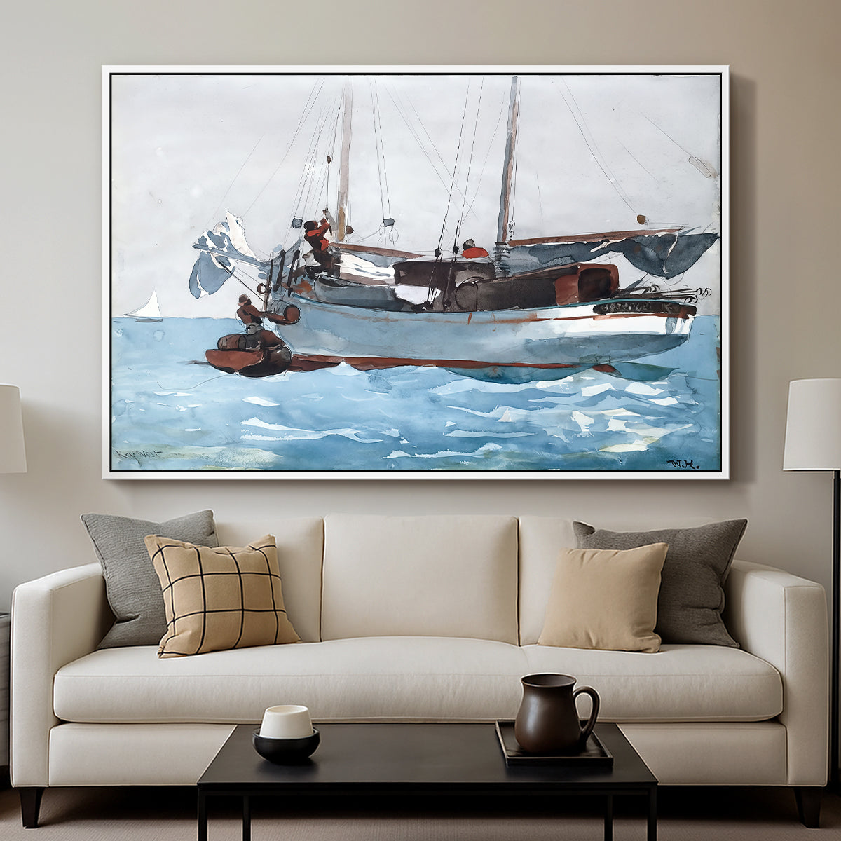 Taking on Wet Provisions, 1903 - Floater Framed Canvas Print