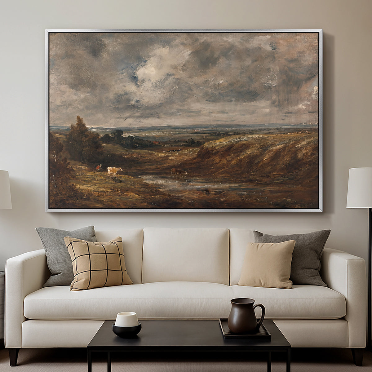 Hampstead Heath, 1825 - Floater Framed Canvas Print