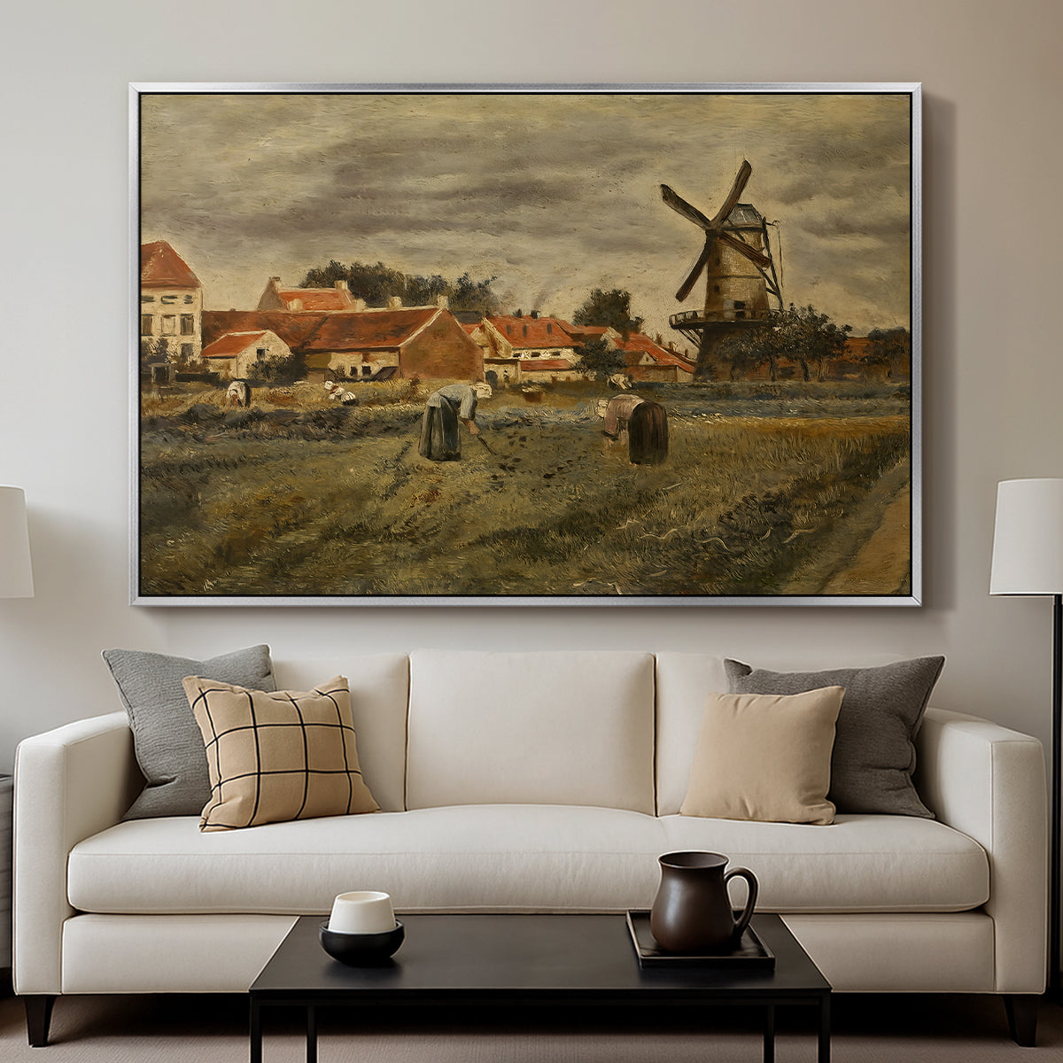 The Potato Harvest, c. 1875 - Floater Framed Canvas Print