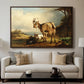 A Goat with Two Kids - Floater Framed Canvas Print