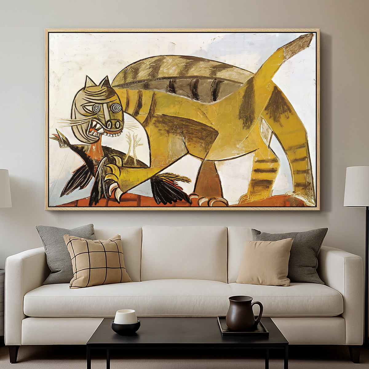 Cat Eating a Bird, 1939 - Floater Framed Canvas Print
