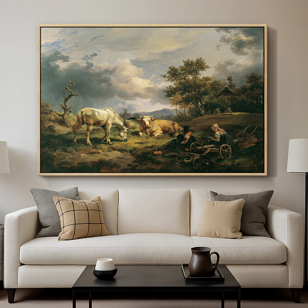 Young Peasant Couple Resting in the Field, 1829 - Floater Framed Canvas Print