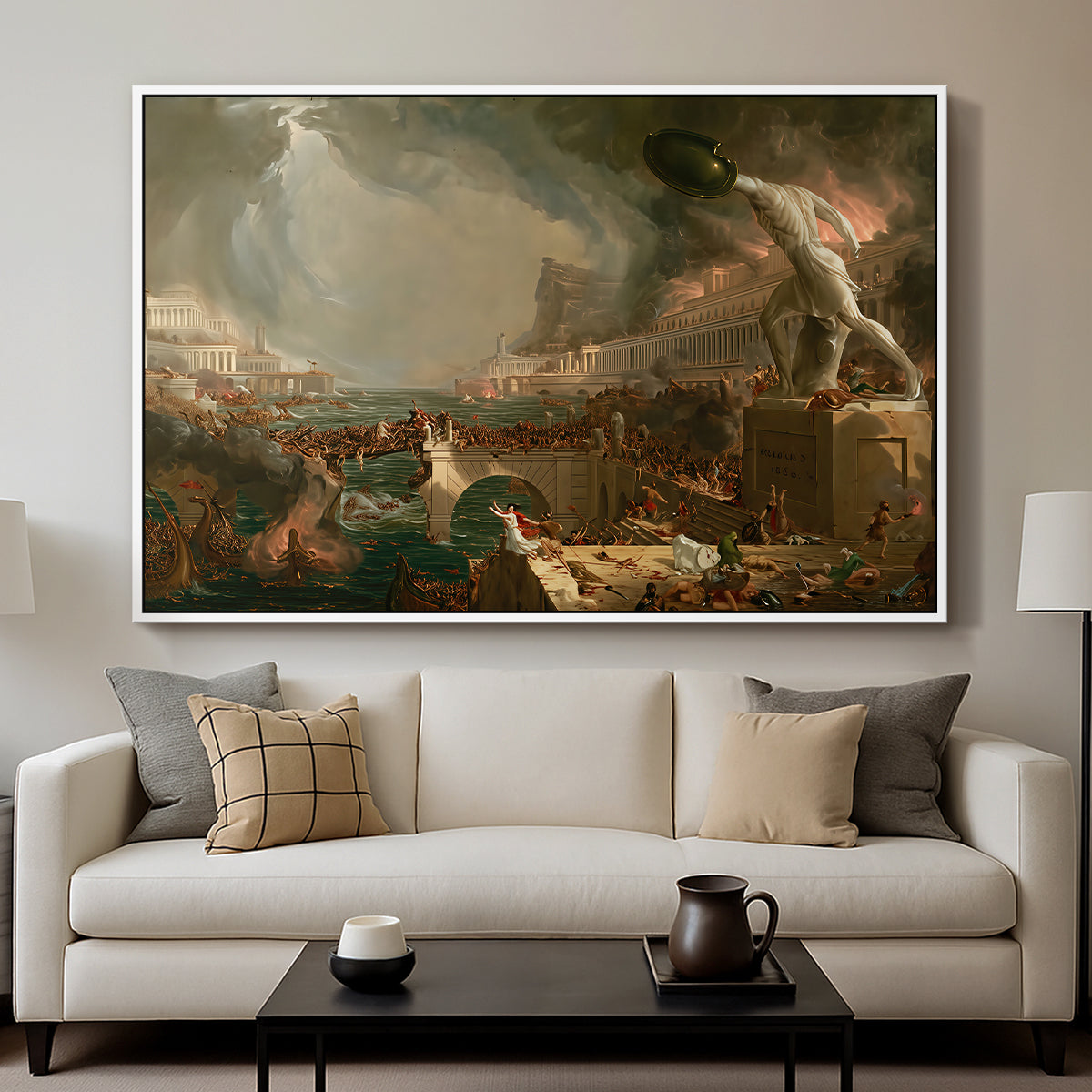 The Course of Empire: Destruction, 1836 - Floater Framed Canvas Print