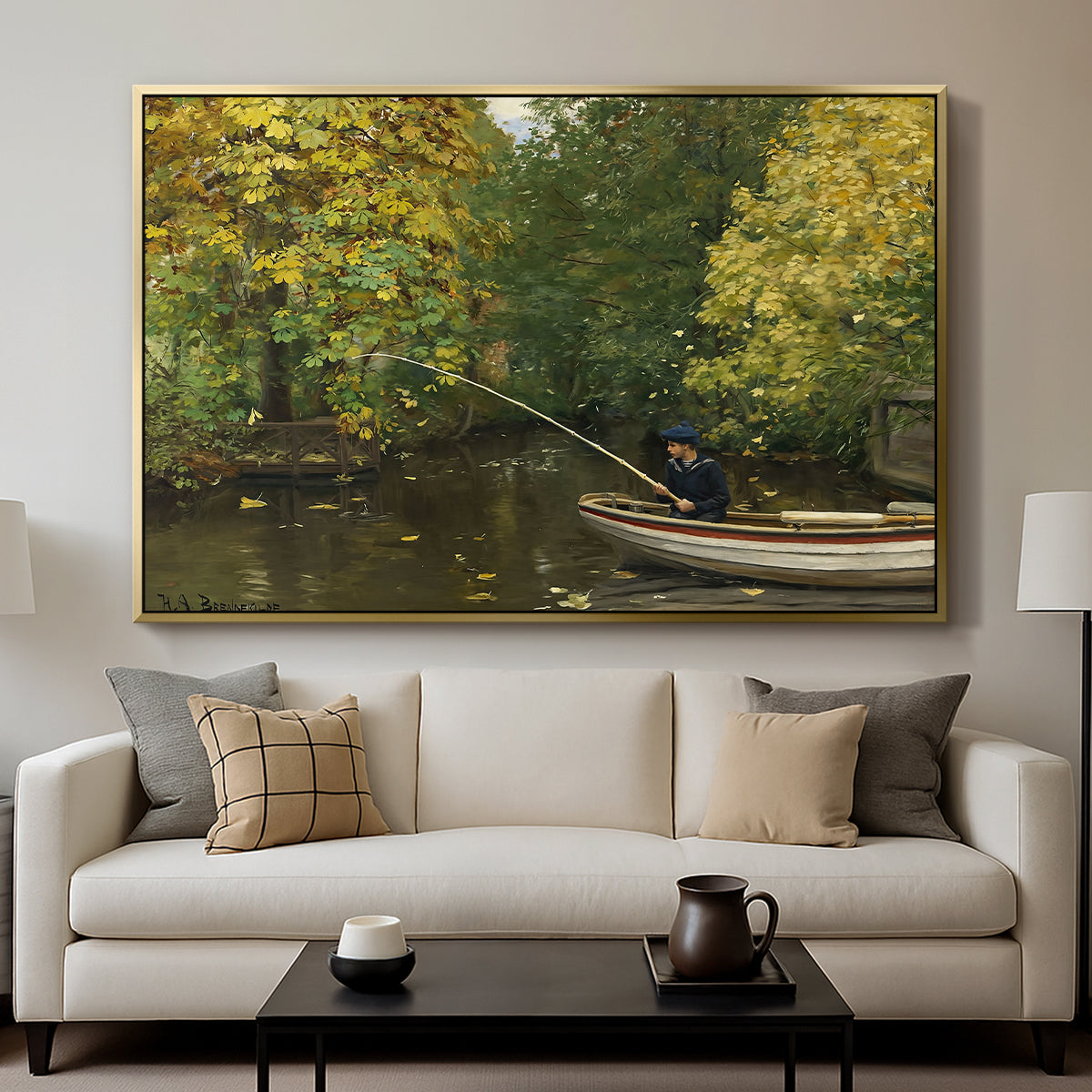 Fishing Boy, c. 1890 - Floater Framed Canvas Print