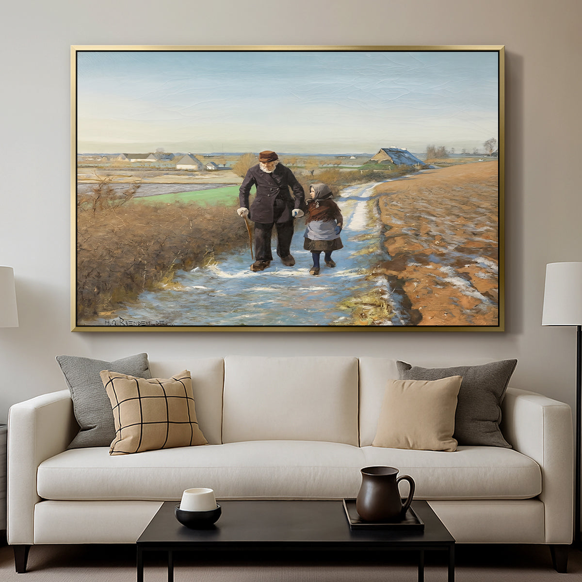 The Old Man and the Child, 1888 - Floater Framed Canvas Print
