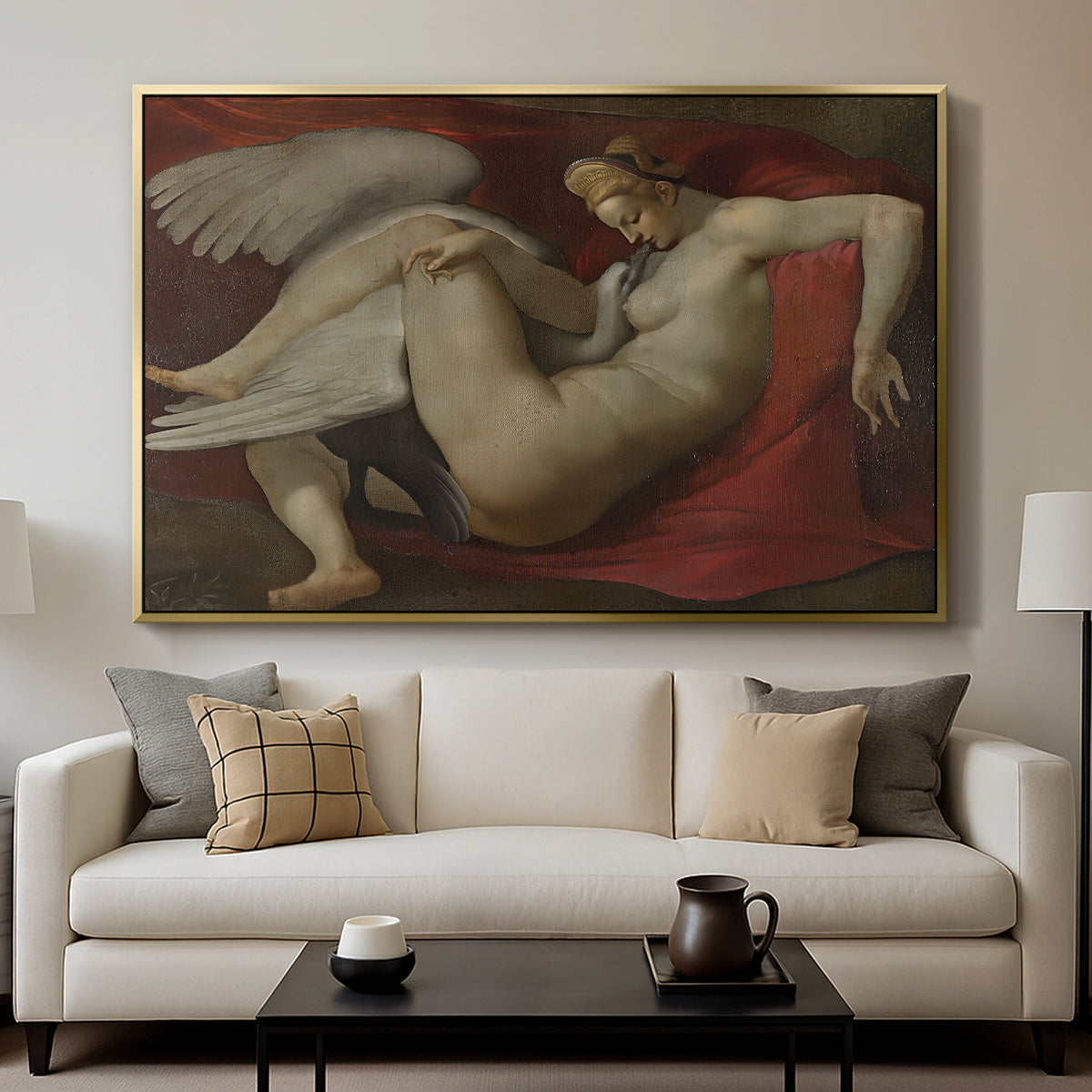 Leda and the Swan (16th-Century Version), c. 1530 - Floater Framed Canvas Print