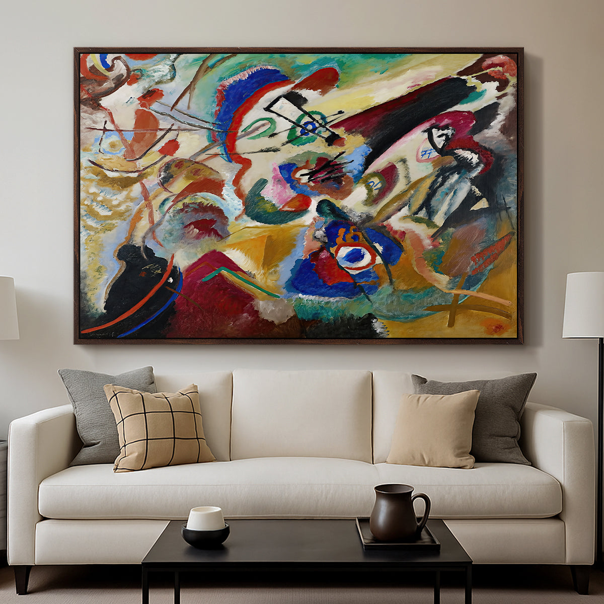 Fragment 2 for Composition VII, 1913 - Floater Framed Canvas Print