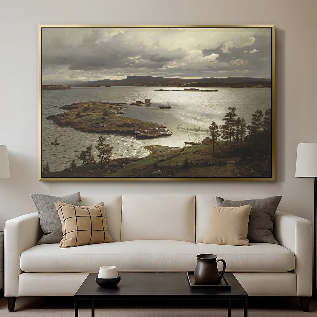The Fjord at Sandviken (Sandviksfjorden), 1879 - Floater Framed Canvas Print