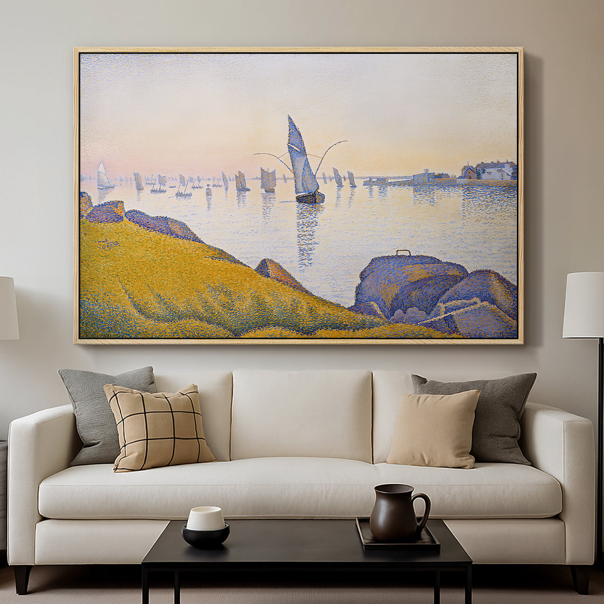 Evening Calm, Concarneau, Opus 220, 1891 - Floater Framed Canvas Print