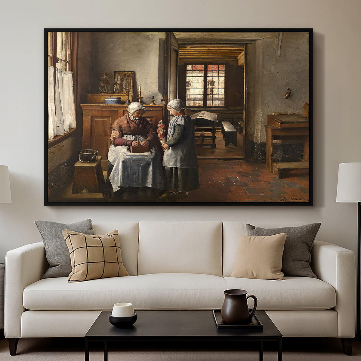 Grandmother's Feast, 1873 - Floater Framed Canvas Print