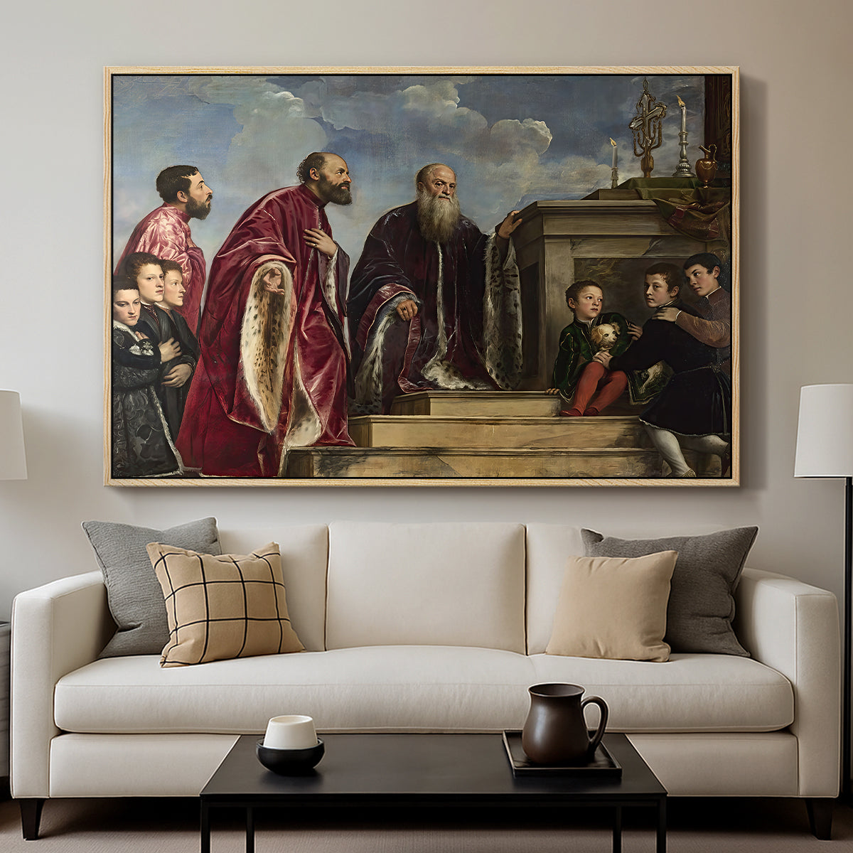 The Vendramin Family Venerating a Relic of the True Cross, c. 1540-1545 - Floater Framed Canvas Print