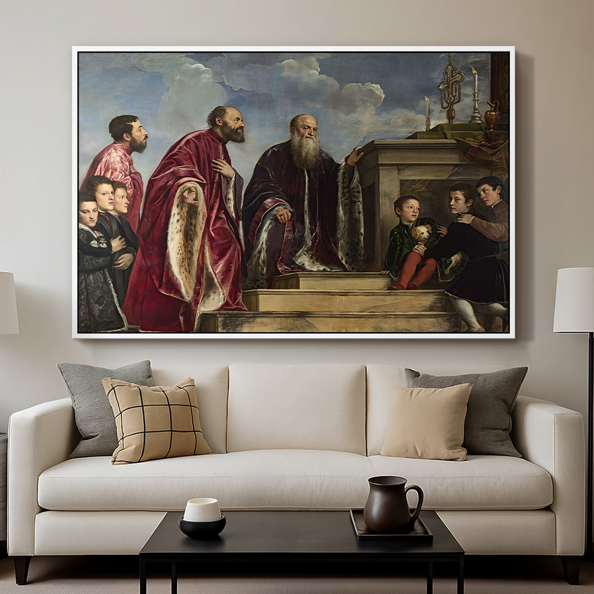 The Vendramin Family Venerating a Relic of the True Cross, c. 1540-1545 - Floater Framed Canvas Print