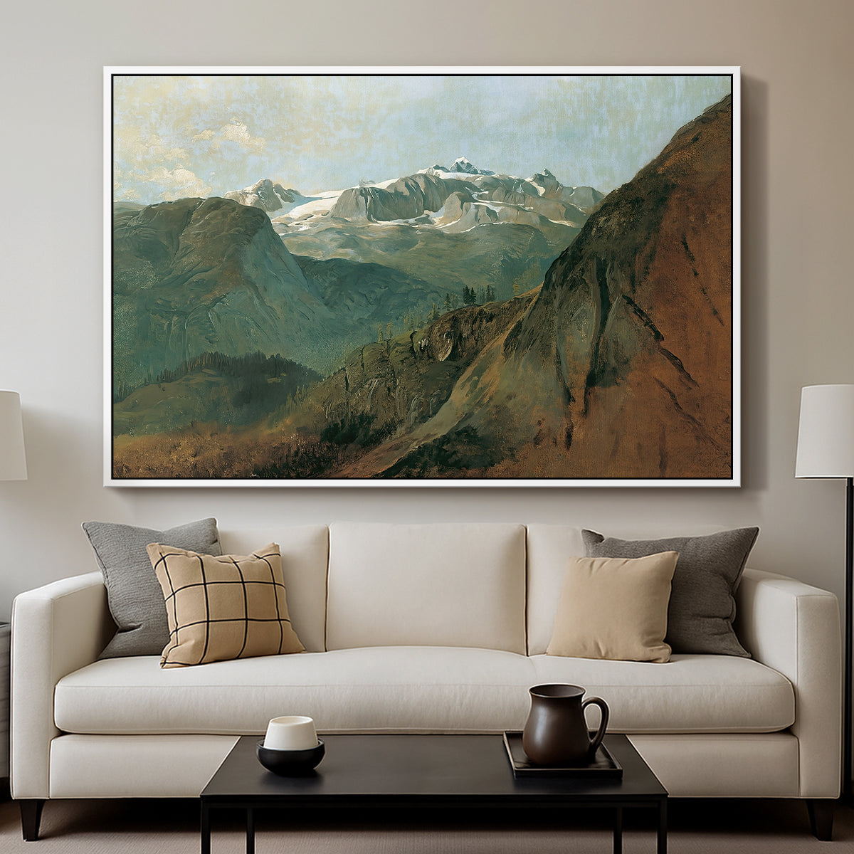 The Dachstein from the Plassen near Hallstatt, 1827 - Floater Framed Canvas Print
