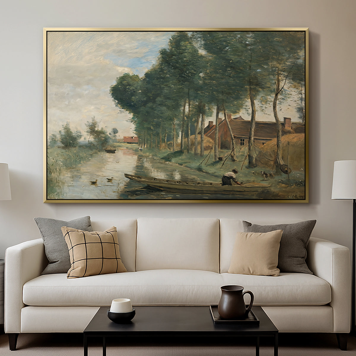 Landscape at Arleux-du-Nord, c. 1871-1874 - Floater Framed Canvas Print