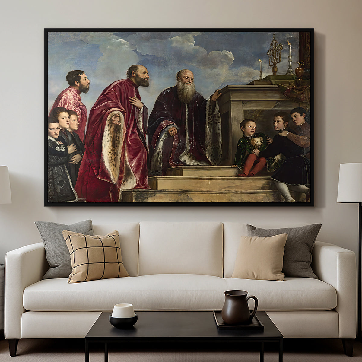 The Vendramin Family Venerating a Relic of the True Cross, c. 1540-1545 - Floater Framed Canvas Print