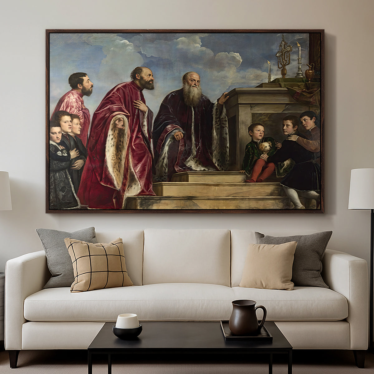 The Vendramin Family Venerating a Relic of the True Cross, c. 1540-1545 - Floater Framed Canvas Print