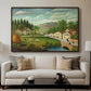 Pastoral Landscape with Stream, Fisherman and Strollers, 1875-1880 - Floater Framed Canvas Print