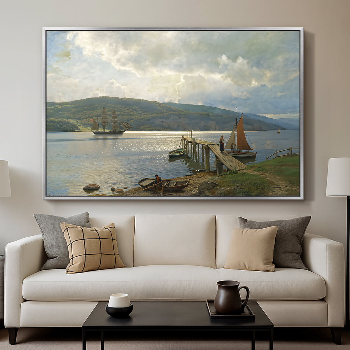 The Jetty at Feste near Moss, 1898 - Floater Framed Canvas Print