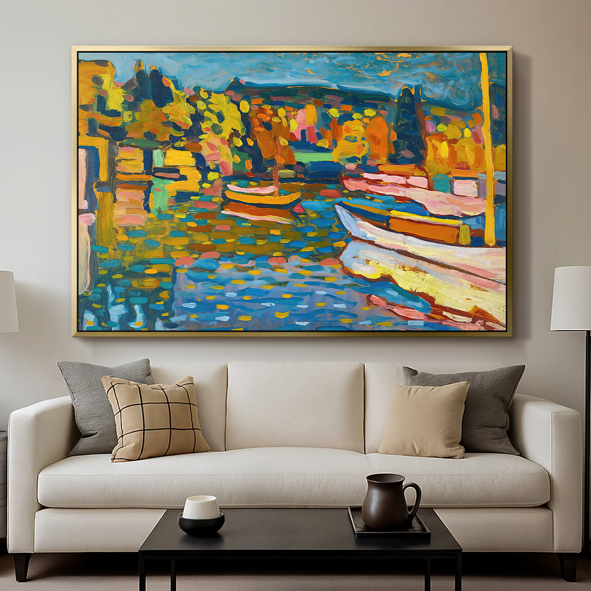 Study for Autumn Landscape with Boats, 1908 - Floater Framed Canvas Print